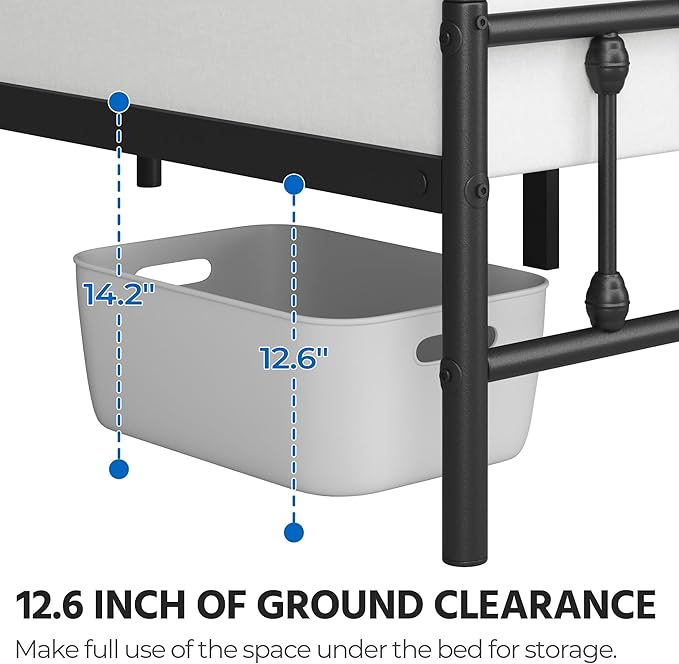 Yaheetech Classic Metal Platform Bed Frame Mattress Foundation with Victorian Style Iron-Art Headboard/Footboard/Under Bed Storage/No Box Spring Needed/Twin Size Black