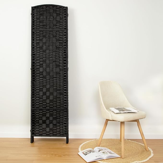 Rose Home Fashion 6 ft Tall Room Divider, Room Dividers and Folding Privacy Screens, 15.7in Privacy Screen 4 Panel Partition Temporary Wall Separation for Private, Black