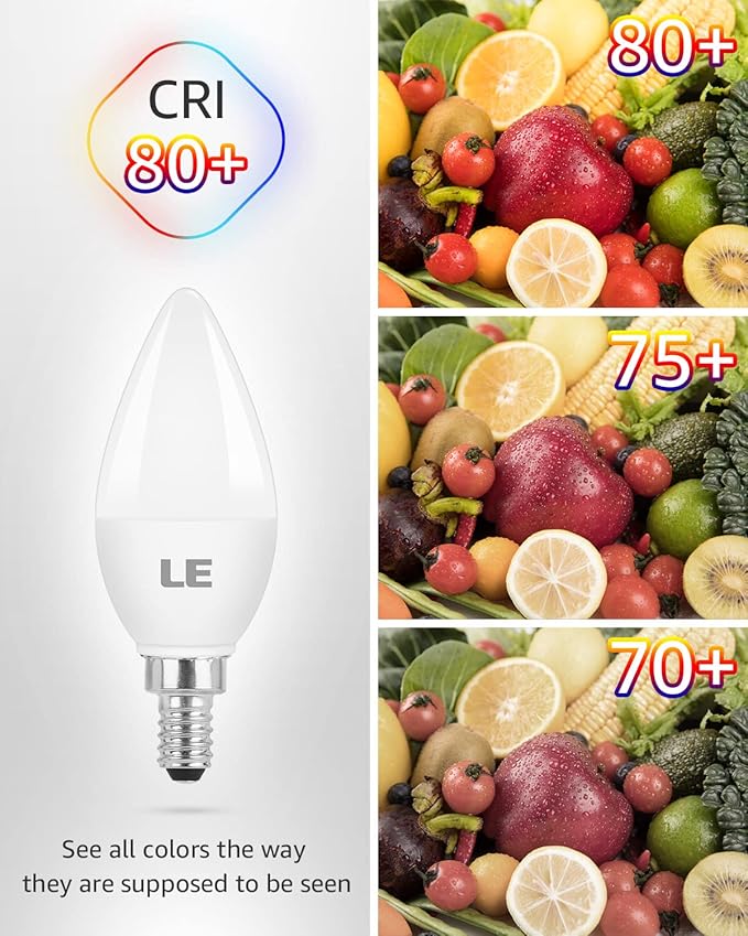 Lepro E12 LED Candelabra Light Bulbs, 5.5 watt, 40 watt Equivalent C37 B11 Ceiling Fan Bulb Chandelier Bulbs, 2700 Kelvin Warm White Type B Small Base Candle Lights, Frosted Plastic Shell, 6-Pack