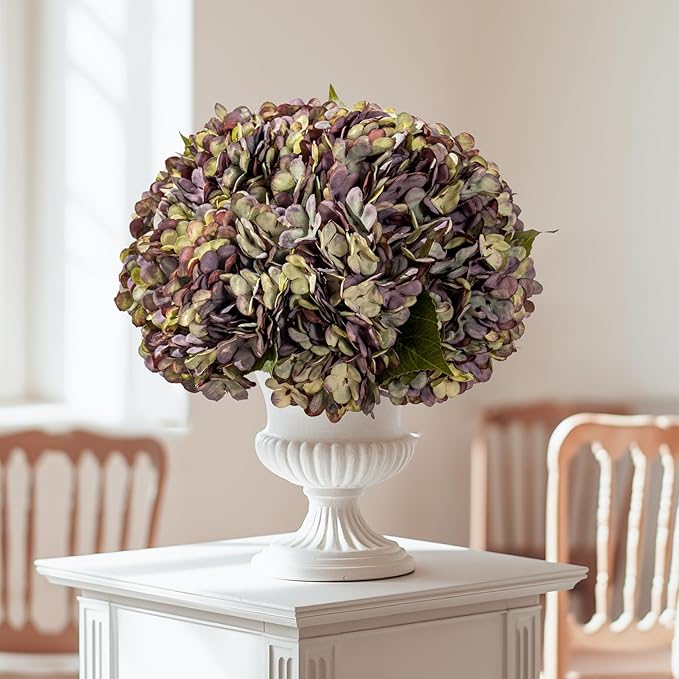 10PCS Fake Hydrangea Artificial Flowers Hydrangea Bouquet for Home Wedding Bridal Bouquet Office Party Table Centerpiece DIY Floral Decor (Autumn Purple)