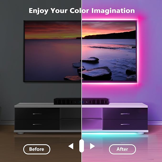 Led Lights for Bedroom 132ft (2 Rolls of 65.6ft), Color Changing RGB Led Strip Lights with 60 Keys Remote and App Control, Music Sync Led Lights for Room Kitchen Party Home Decor