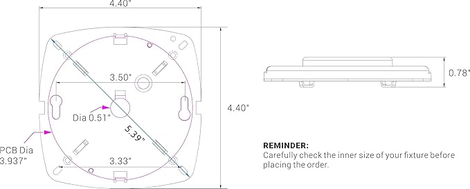 4" PCB Size 4000K Dimmable LED Light Engine 5.39" Overall Size, 17W 1200LM 120V CRI90, Retrofit Light Kit for Ceiling Fan, Pendant, Lantern Garden，Ceiling Flush， UL/ES/JA8