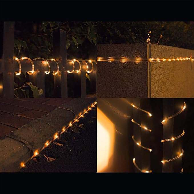 LED Rope Lights Battery Operated String Lights 40Ft 120 LEDs 8 Modes Hanging Fairy Lights Dimmable/Timer with Remote for Camping Party Halloween Christmas Decoration (Warm White)