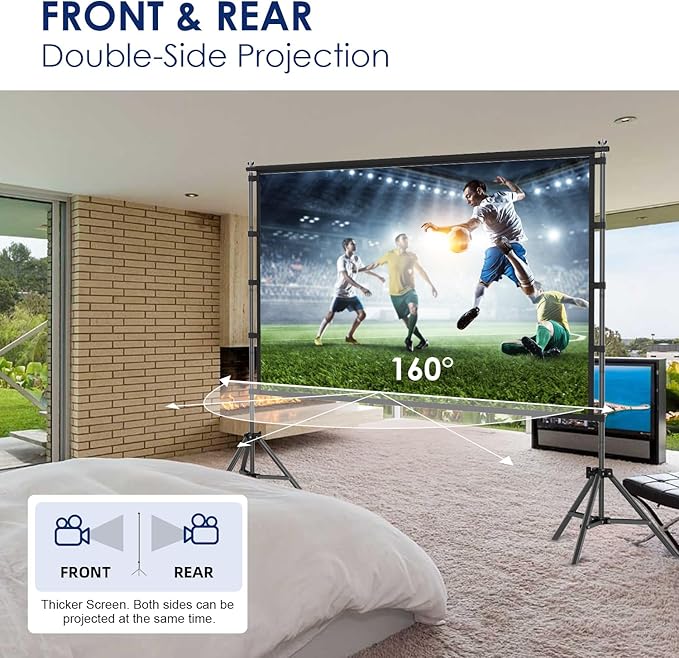 100inch Projector Screen and Stand,Outdoor and Indoor Projection Screen,16:9 4K HD Rear Front Movie Screen Portable with Carry Bag Wrinkle-Free Design for Home Theater 100inch
