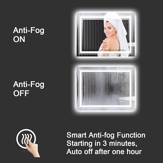 LED Bathroom Mirror, 84"x40" with Front and Backlit, Anti-Fog, Large Bathroom Vanity Mirror for Wall, Memory Function, Stepless Dimmable, Tempered Glass (Horizontal/Vertical)