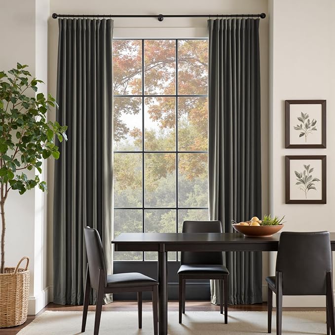 Lazzzy Velvet Blackout Curtains Thermal Insulated Room Window Drapes Super Soft Luxury Curtains for Living Room Bedroom Rod Pocket 2 Panels, Grey, 42" W x 108" L