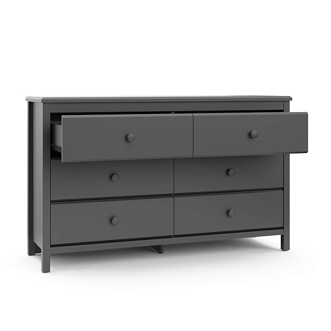 Storkcraft Alpine 6-Drawer Dresser (Gray) – GREENGUARD Gold Certified, Gray Dresser for Bedroom, Kids & Nursery Storage Drawers, Safety Interlocking Drawers, Pre-Installed Tracks, Kids Bedroom