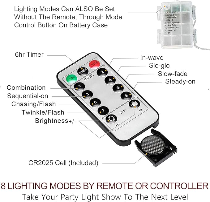 Bright Zeal 66 Ft 200 LED 8 Mode Multi Colored Christmas Fairy Lights Battery Operated with Remote Control Christmas Lights Outdoor Multicolor Waterproof -Twinkle LED String Lights Colorful