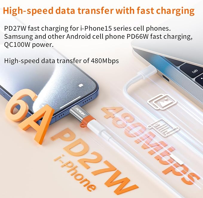 Light-ning to USB C Adapter 4PCS,PD27W/66W/QC100W Fast Charging 480Mbps Data Transfer,Light-ning Female to USB C Male Adapter for Phone 17/16/15,Pad,G-alaxy,X-Peria,S-Witch,Not for Headphones/OTG Gray