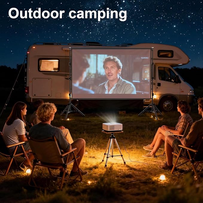 120in Outdoor Projector Screen with Stand,XINLEMY Indoor Portable Projection Screen,16:9 4K HD Wrinkle-Free Rear Front Movie Screen with Carry Bag for Backyard Night RVing Home Theater (120 INCH)