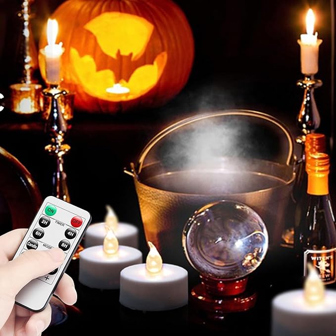 Hanzim LED Tea Light Candles with Remote Control,Flickering Flameless Candle,Long Lasting 400+Hours,Battery Operated,with Timer for Home Decoration Seasonal &Festival Celebration WarmWhite (12pcs)