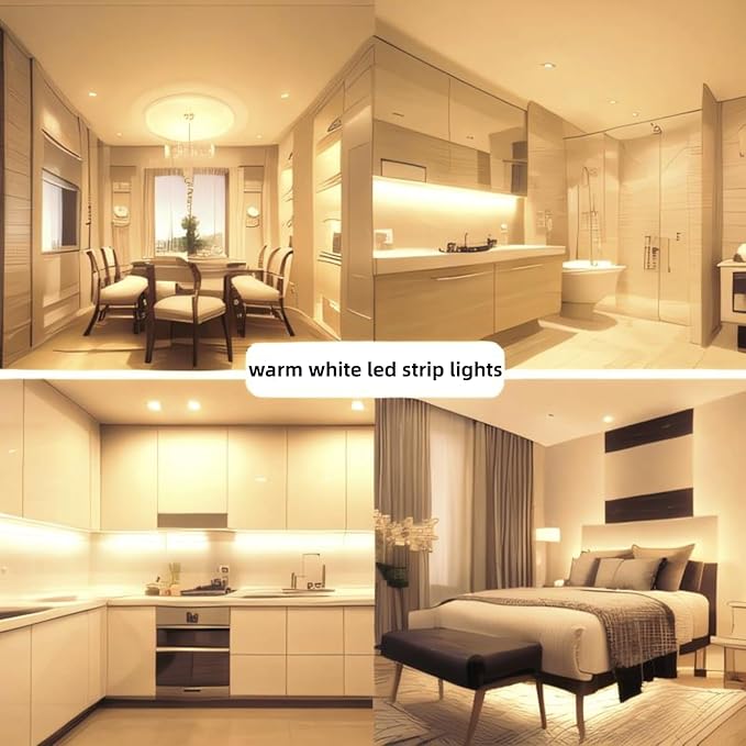 32.8ft Warm White Led Strip Lights for Living Room, Home Decor, 600 Leds, Dimmable, Super Bright Flexible LED Light Strips for Bedroom, Kitchen, Vanity Mirror, House Warming Gifts New Home