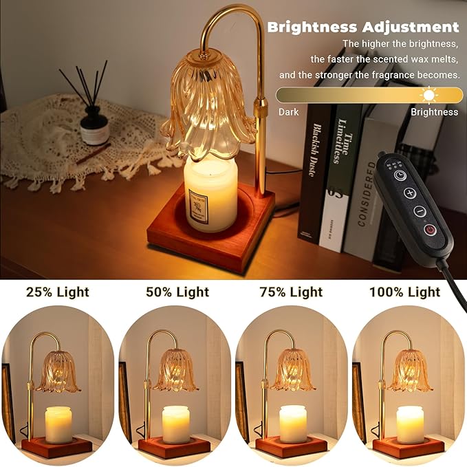 Candle Warmer Lamp with Timer Dimmable, Birthday Gifts for Women Mom, House Warming Gifts New Home Decor, Wax Melt Warmer for Jar Candles with 2 Bulbs