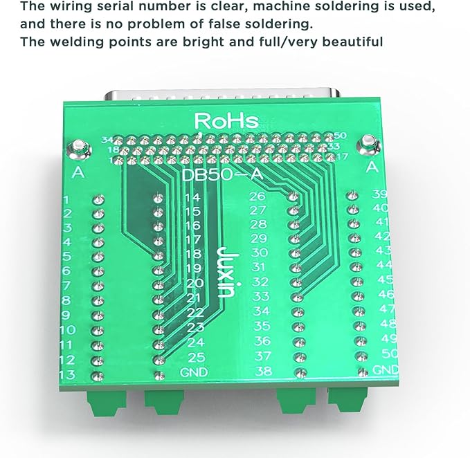 DB50 Male Connector to Terminal Block, HDB50 Breakout Board No Soldering Needed D-SUB 50-pin Adapter to Terminal Connector Signal Module with Bolts Nuts