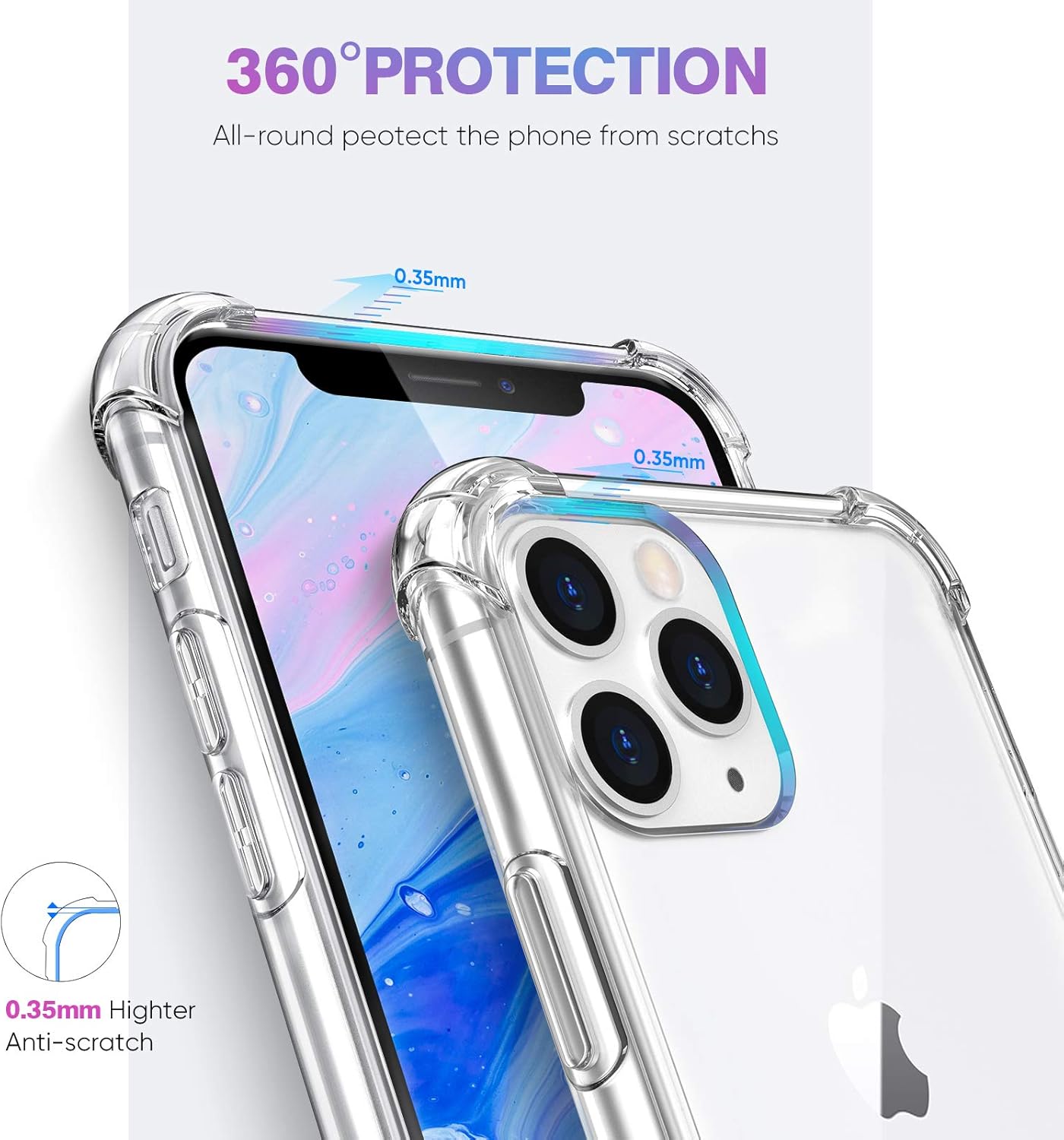 ORIbox Clear Case for iPhone 11 Pro Max - Shockproof Protection with 4 Corners for Women, Men, Kids