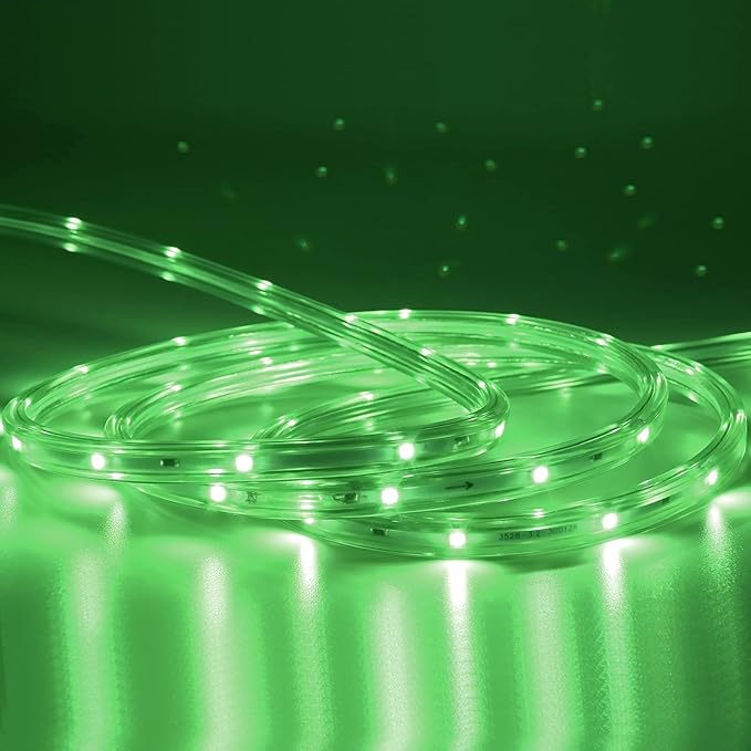 Green Rope Lights, 16.4ft Waterproof LED Strip Light, Indoor Outdoor flexibe Decorative Lighting for Home Christmas Holiday Garden Patio Party