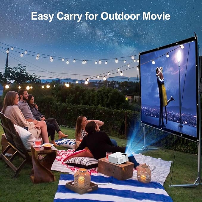FUDONI Projector Screen 100 inch, Portable Projector Screen Outdoor Indoor Projection Screen for Home Theater Camping Party Office (Thinner)
