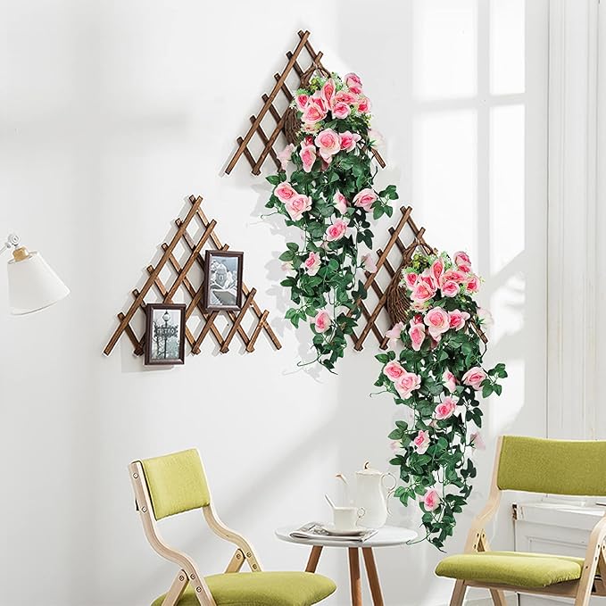RECUTMS 2PCS Artificial Hanging Flower 3.3Ft Fake Garland for Home Room Garden Wedding Indoor Outdoor Decoration (Champagne)