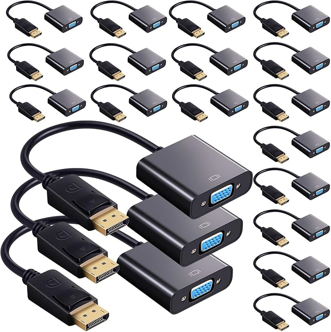 Yunsailing 20 Pack DisplayPort to VGA Adapters Gold Plated Compatible with Laptop Monitor PC Projector