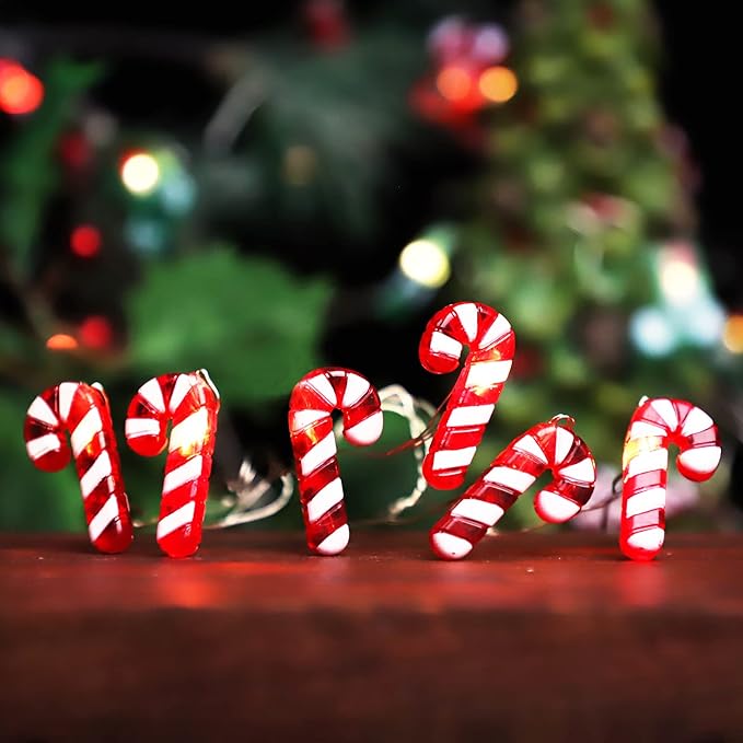 Impress Life Holiday Candy Cane String Lights, 10ft 20 LED 3D Plus Twinkle Lights, USB & Battery-Powered with 8 Flicker Modes Remote for Bedroom, Porch, Wedding, Birthday, St. Nikolas Day, Christmas
