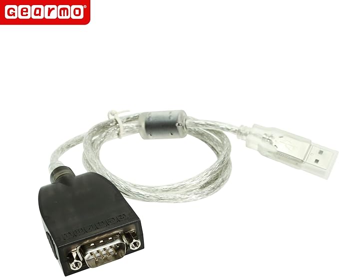 Gearmo USB to RS-232 Serial Adapter w/LED Indicators, FTDI Chipset, Cross-Platform Compatible, 36in Cable