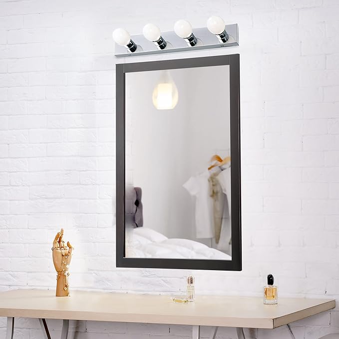 Design House Vanity Lighting, Steel Construction, 4 Vanity Lights, Dimmable, Uses four 60W Bulbs, Polished Chrome, 24.0 In. W x 4.3 In. H x 2.0 In. D, 500892