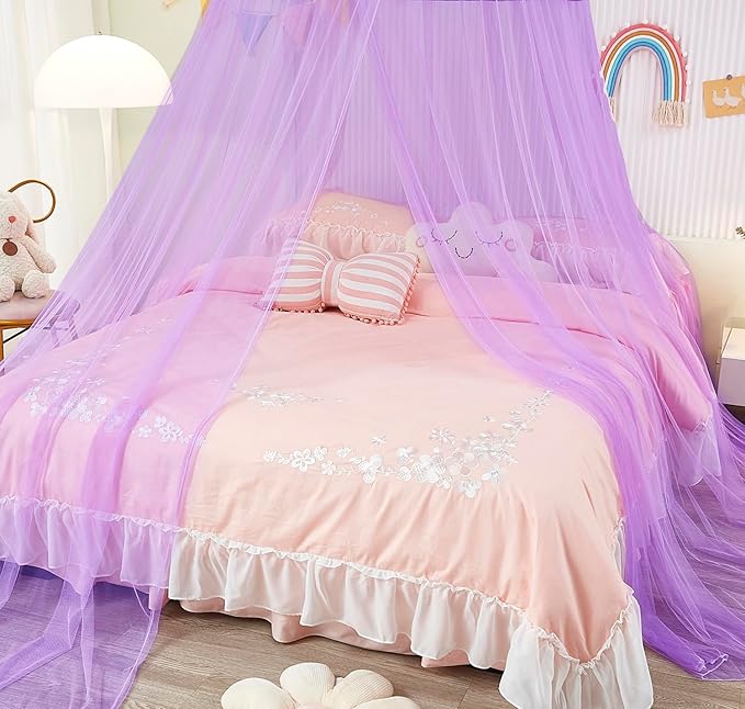 Unicorn Bed Canopy for Girls,Bed Canopy with Lights,Canopy for Girls Room Decor, Canopy for Twin to King Size