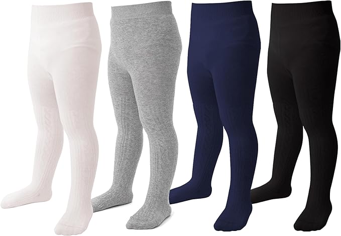 Marchare Baby Girls Tights Thick Solid Cable Knit Leggings Winter Warm Stockings For Toddler Girls 1/2/3/4/5 Pack