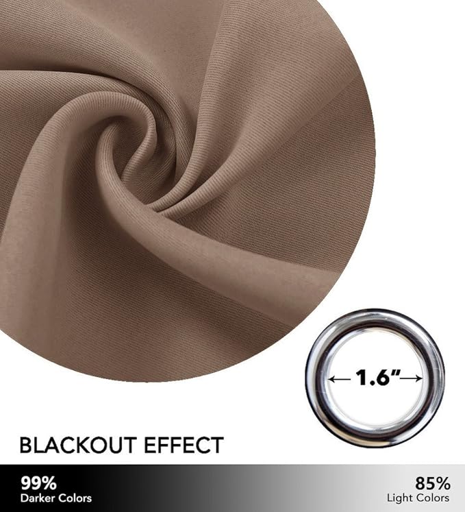 NICETOWN Noise Reducing Room Divider Curtains - Wide Width Grommet Top Partition Panel for Living, Bedroom, Baby Room (One Pack, 8ft Tall x 15ft Wide, Cappuccino)