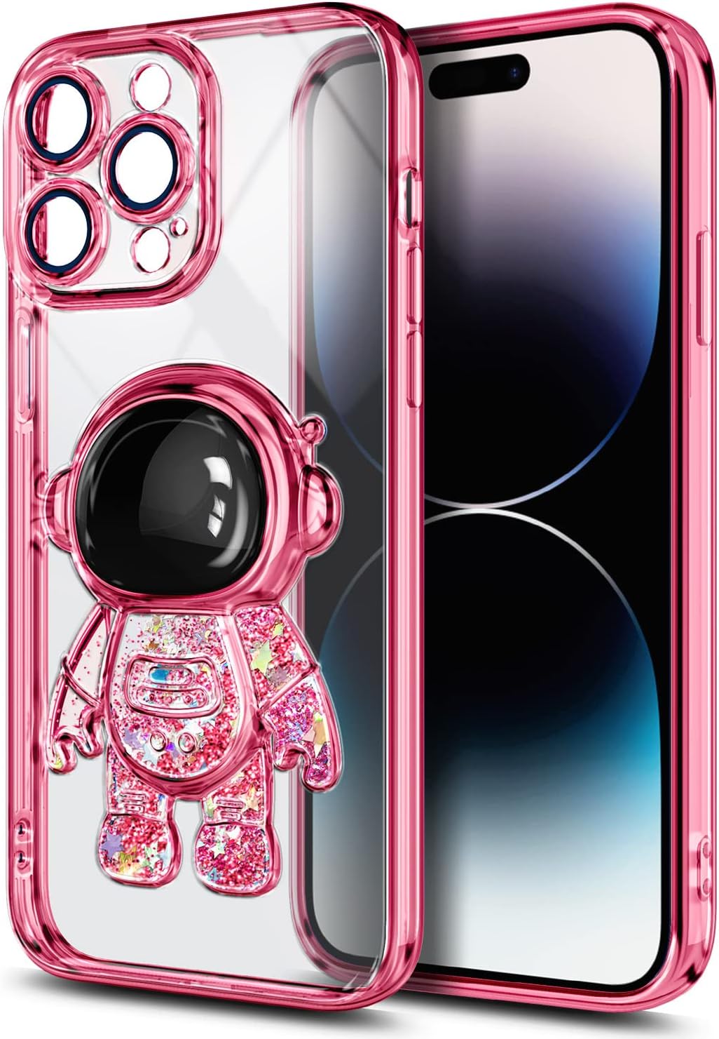 NGB Supremacy Liquid Floating Glitter Case for iPhone 11 Pro Max, 6.5 inch, Astronaut Rose Gold with Tempered Glass