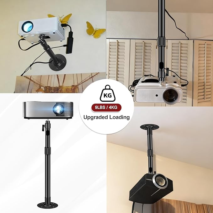 2-Be-Best Projector Mount Longer Length 15-31in / 40-80cm Projector Ceiling Mount 360° Rotatable Drop Ceiling Projectors Mounts Adjustable High Profile Projectors Bracket