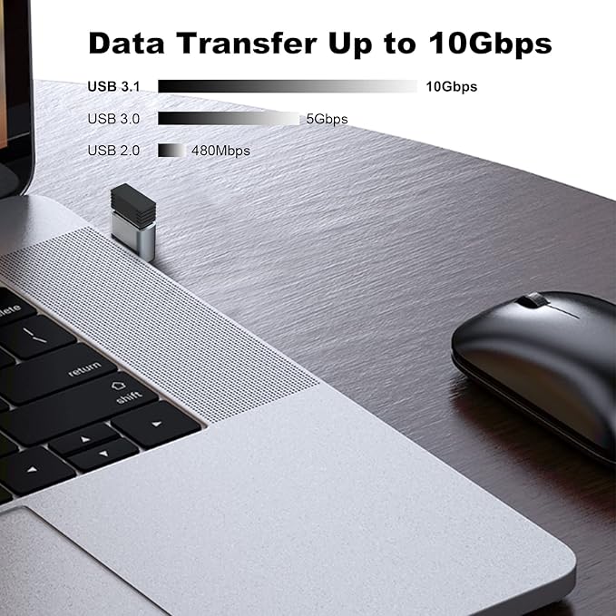 AreMe 4 Pack USB C to USB 3.1 Adapter, 90 Degree Up and Down Right Angle USB Type C Male to USB Female Converter Connector for MacBook Pro Air iPad, Tablet, Phone and Other Type C Devices