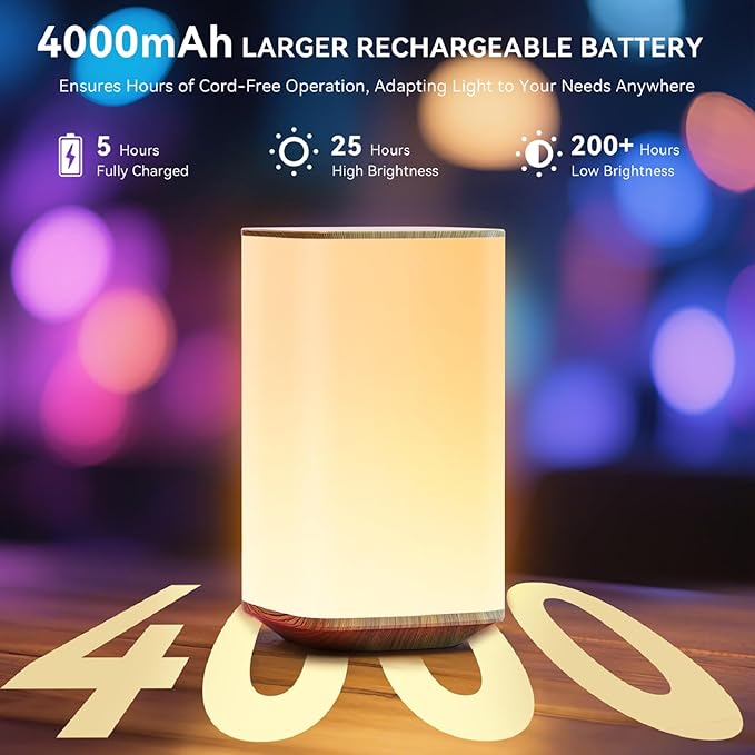 Auxmir Nursery Night Light for Kids, Touch Dimmable Night Lamp with 256 RGB Color Changing for Baby Adult, Breastfeeding, Sleep Aid, 4000mAh Rechargeable Bedside Table Lamp with Timer, Soft Eye Caring