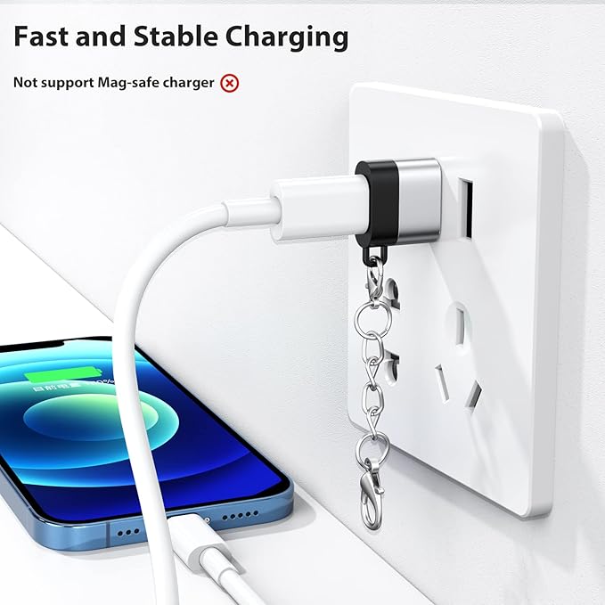 USB C Female to USB Male Adapter 2 Pack, USB 2.0 (18W Charging & 480Mbps Data Transfer Sync) Converter with Keychain, USBC Type C Connector for Laptop Car Charger Headphone Computer Hub etc.