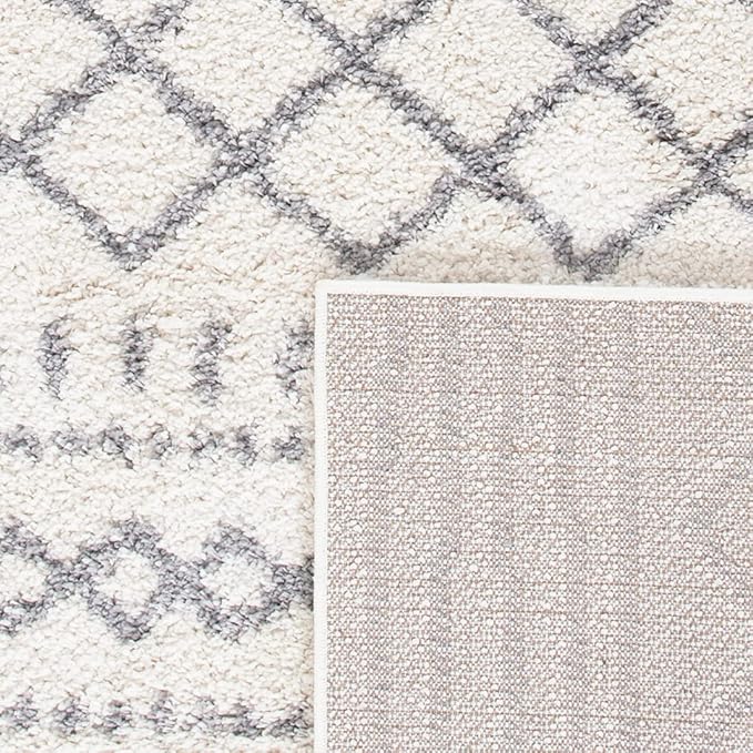 SAFAVIEH Arizona Shag Collection Area Rug - 10' x 14', Ivory & Grey, Moroccan Design, Non-Shedding & Easy Care, 1.6-inch Thick Ideal for High Traffic Areas in Living Room, Bedroom (ASG741F)
