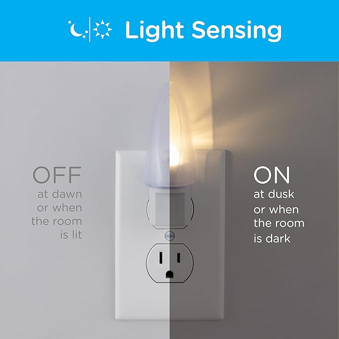 Lights by Night LED Night Light, Plug-in, Dusk to Dawn Sensor, Warm White, UL-Certified, Energy Efficient, Ideal Nightlight for Bedroom, Bathroom, Nursery, Hallway, Kitchen, 11375