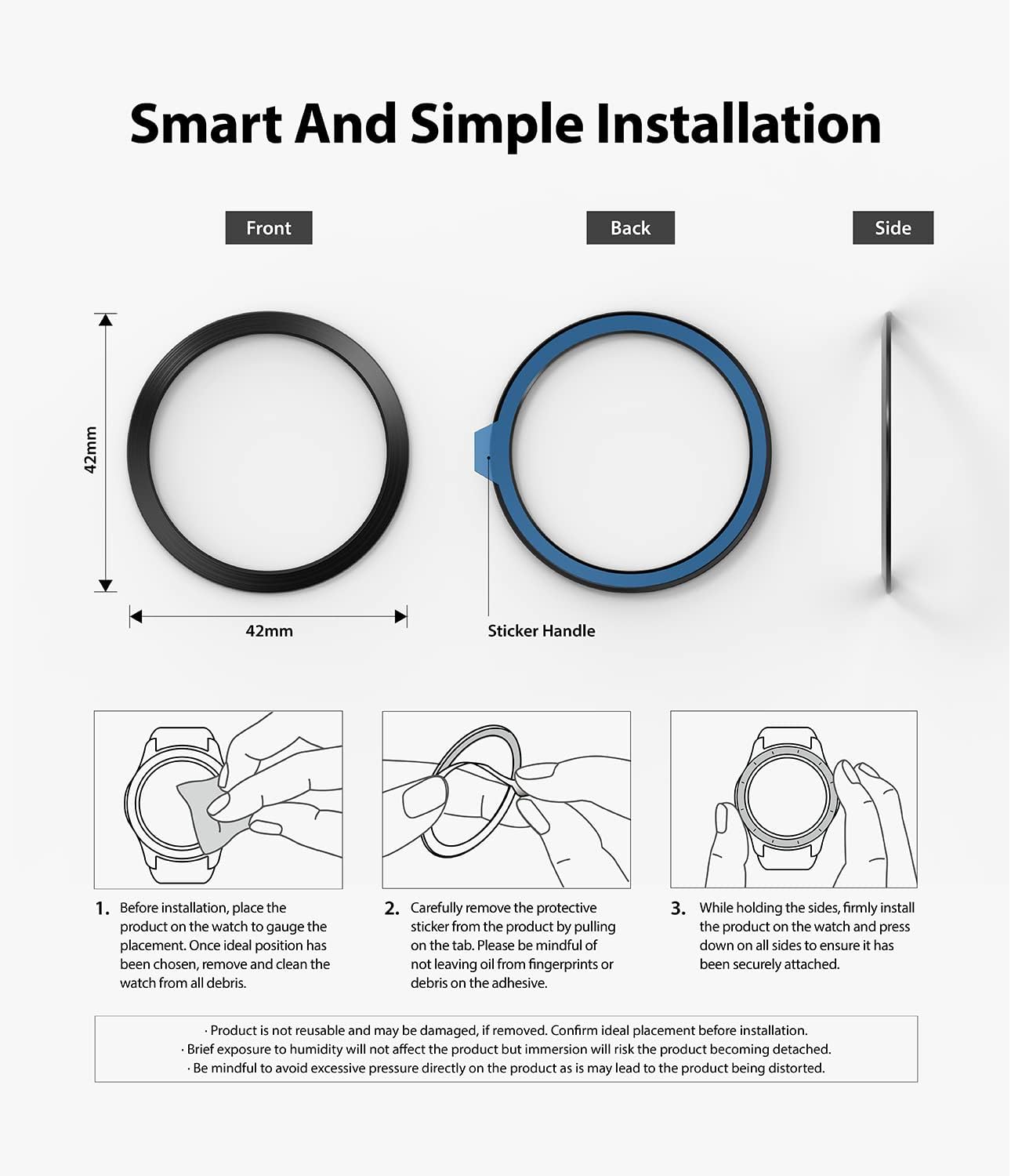 Ringke Bezel Styling Adhesive Frame Ring Cover for Samsung Galaxy Watch 4 Classic 42mm - Black [42-05]