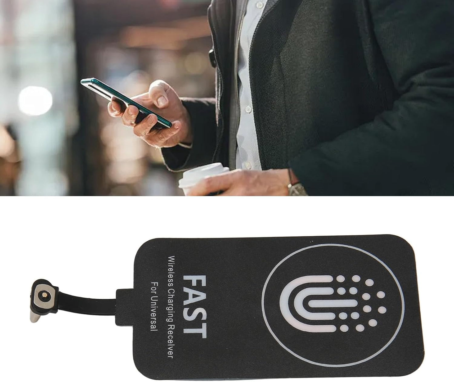 Fast Charging Receiver - Thin Magnetic Suction Type C Charging Receiver for Cell Phones