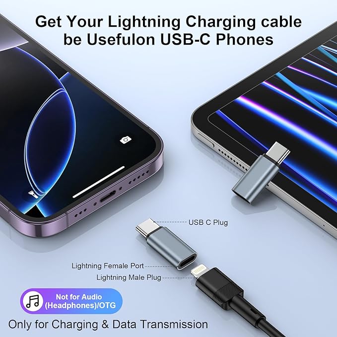 4 Pack [Apple MFi Certified] Lightning to USB C Adapter for iPhone 17 Air 17 Pro Max 16e/16 Pro/16 Pro Max/16 Plus,USB Type C to Lightning Adaptor Cable Charger & Data Sync,Not for Headphone/Audio/OTG