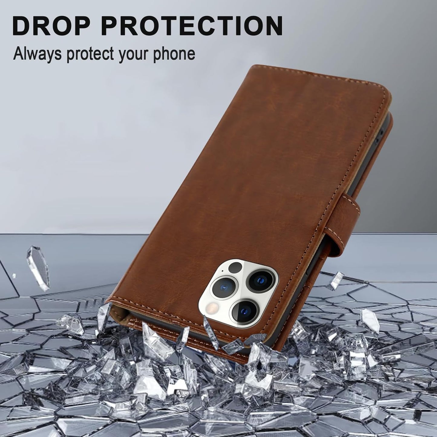 MONASAY Wallet Case for iPhone 12 Pro/iPhone 12 5G, Flip Folio Leather Cover with Credit Card Holder