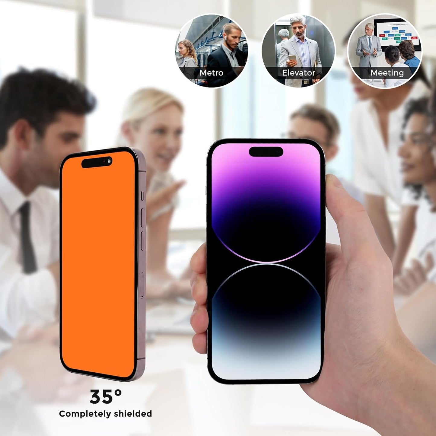 JIEYKJO iPhone 15 Pro Max Privacy Screen Protector - Anti-Spy, Anti-Glare, Anti-Blue Light Gradient Film