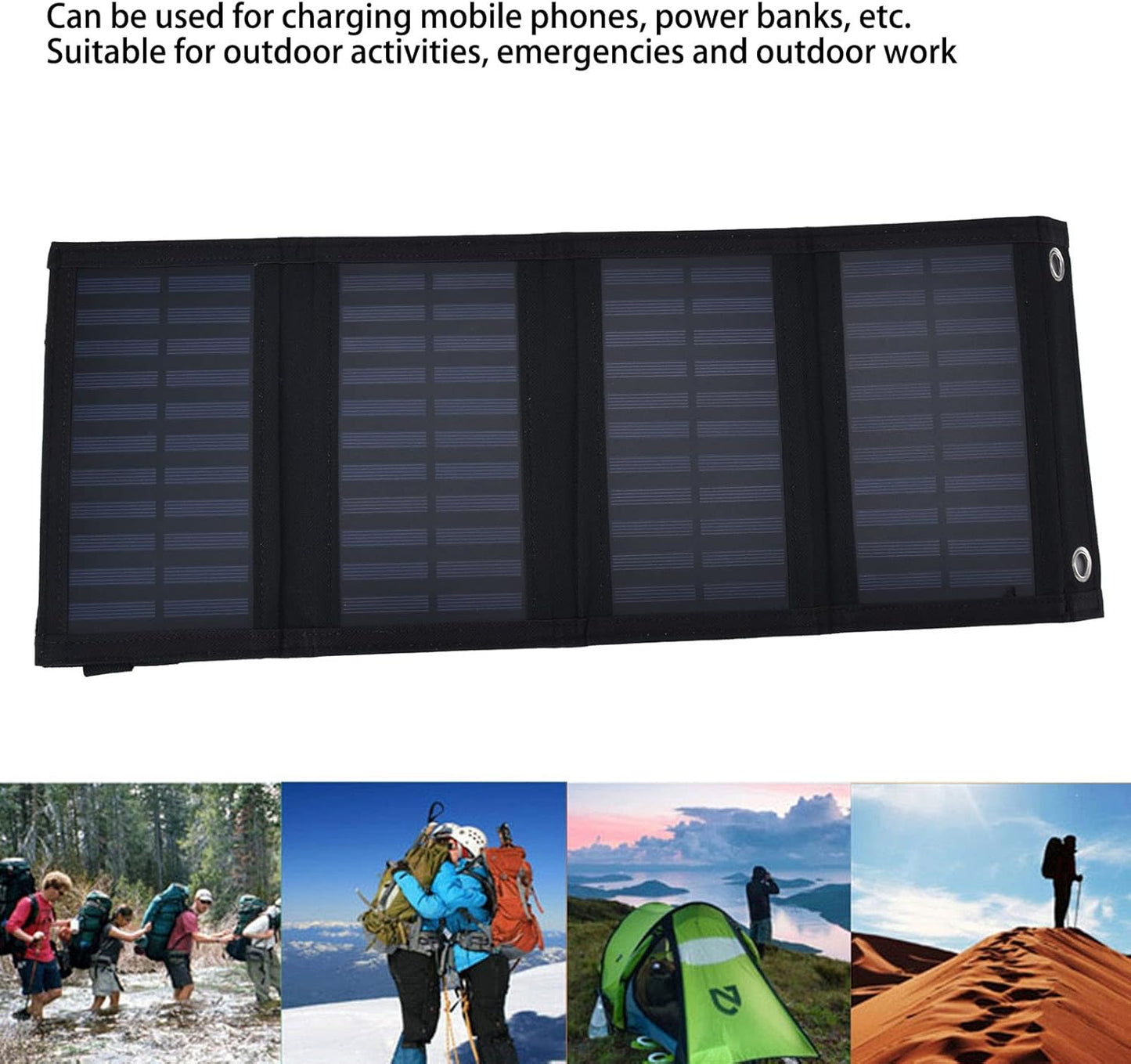 plplaaoo Solar Panel, 20W Portable Battery Charger, High Conversion Rate Solar Maintainer with USB Output for Cellphone