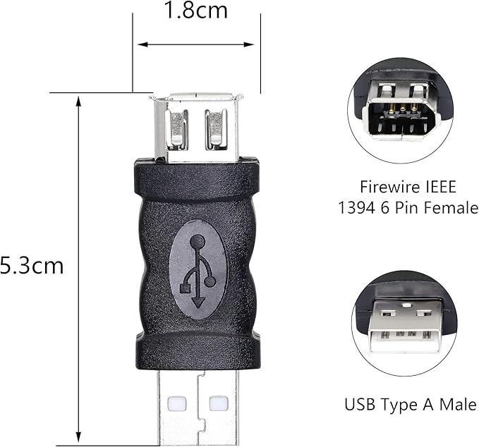 CERRXIAN Firewire IEEE 1394 6 Pin Female to USB Male Adapter Convertor for Printer, Digital Camera, PDA, Scanner, Hard Disk
