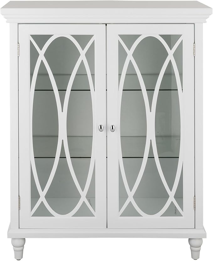 Teamson Home Florence 26 in. x 32 in. 2-Door Freestanding Wooden Floor Cabinet with Adjustable Shelves for Storage Solutions in Bathrooms, Kitchens, Laundry Rooms, Home Offices, White