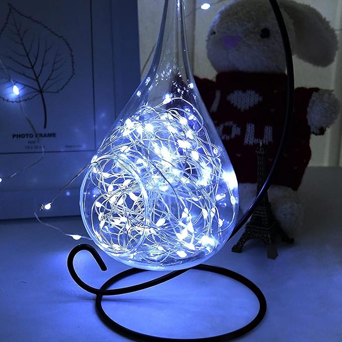 Sanniu Fairy Lights Battery Operated, 8 Packs Mini Battery Powered Copper Wire Starry String Lights for Christmas,Bedroom, Parties,Wedding,Indoor,Home Decoration (5m/16ft Cool White)