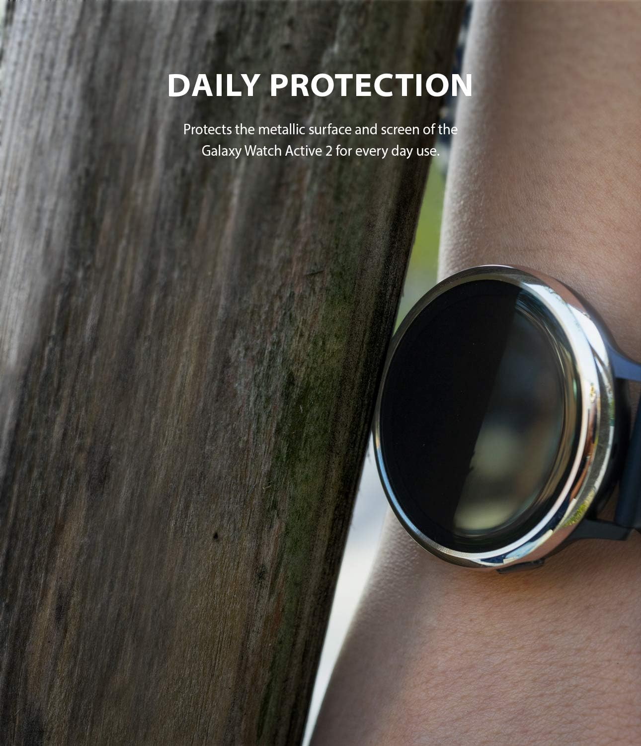 Ringke Bezel Styling Cover for Galaxy Watch Active 2, 40mm Only, Glossy Silver Adhesive Accessory