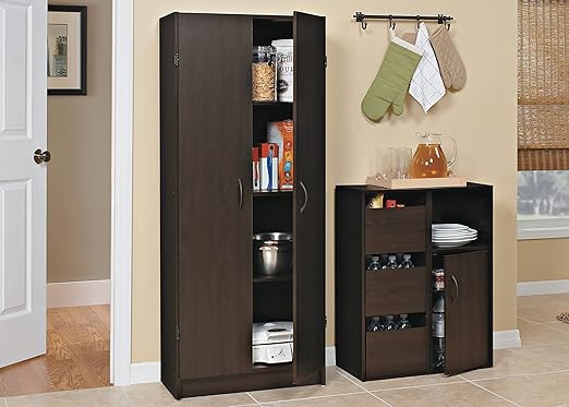 ClosetMaid Pantry Cabinet Cupboard with 2 Doors, Adjustable Shelves Standing, Storage for Kitchen, Laundry, or Utility Room, Espresso