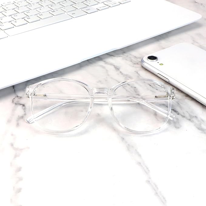 LifeArt Round Blue Light Blocking Glasses, Computer Glasses, Gaming Glasses, TV Glasses for Women Men (Clear, 3.25 Magnification)