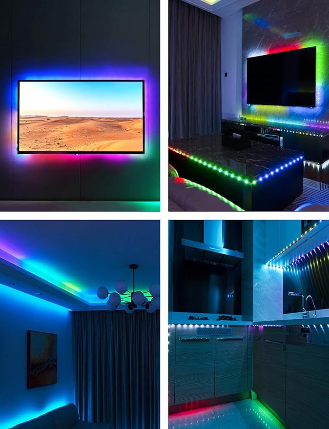 Daymeet LED Lights for TV, 9.8FT TV Led Backlight Behind Lights for 32-60inch USB Led Light Strip Glow RGBICW Color Changing Sync with Music Bluetooth APP Control Led Lighting for Bedroom