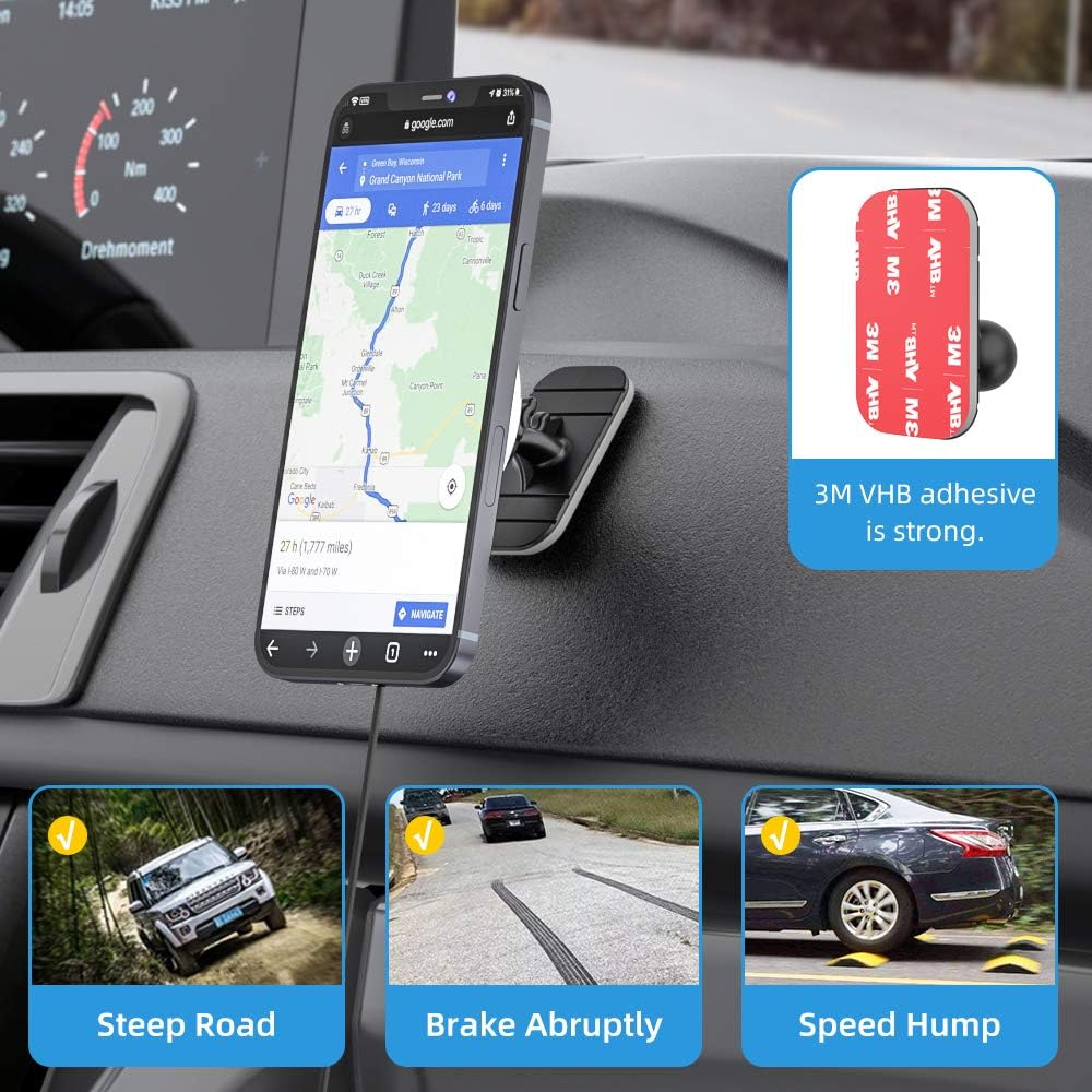 Magnetic Wireless Car Charger Compatible with MagSafe - 360° Adjustable Air Vent Mount for iPhone 12/13